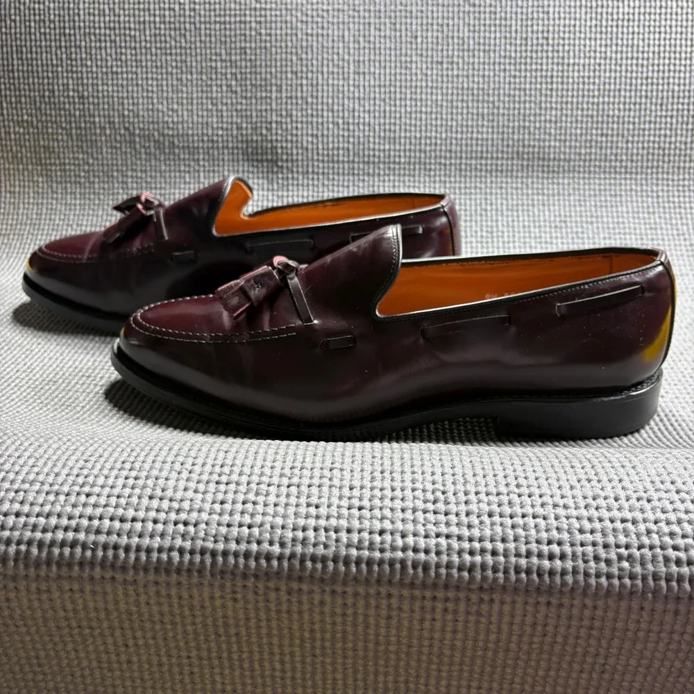 Allen Edmonds Loafers Mens 9.5 Burgundy Grayson 8207 Tassel Leather Dress Shoes